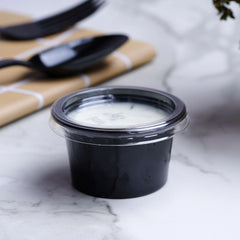 PET Black Base Portion Cup with Lid - hotpackwebstore.com