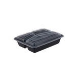 Black Base Rectangular 3-Compartment Container 300 Pieces - hotpackwebstore.com