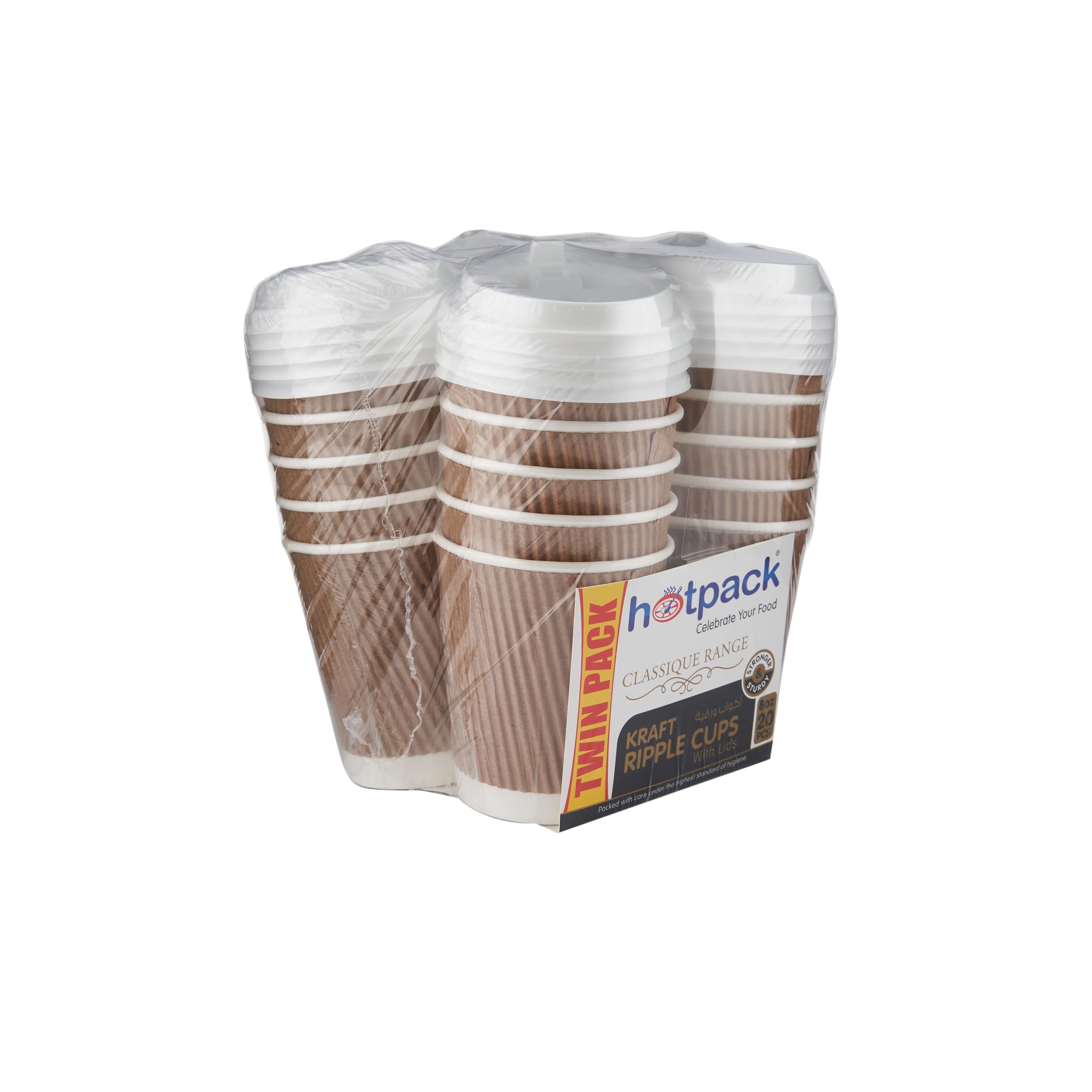 8 Oz Twin Pack Kraft Ripple Paper Cup With Lid 20 Pieces - hotpackwebstore.com