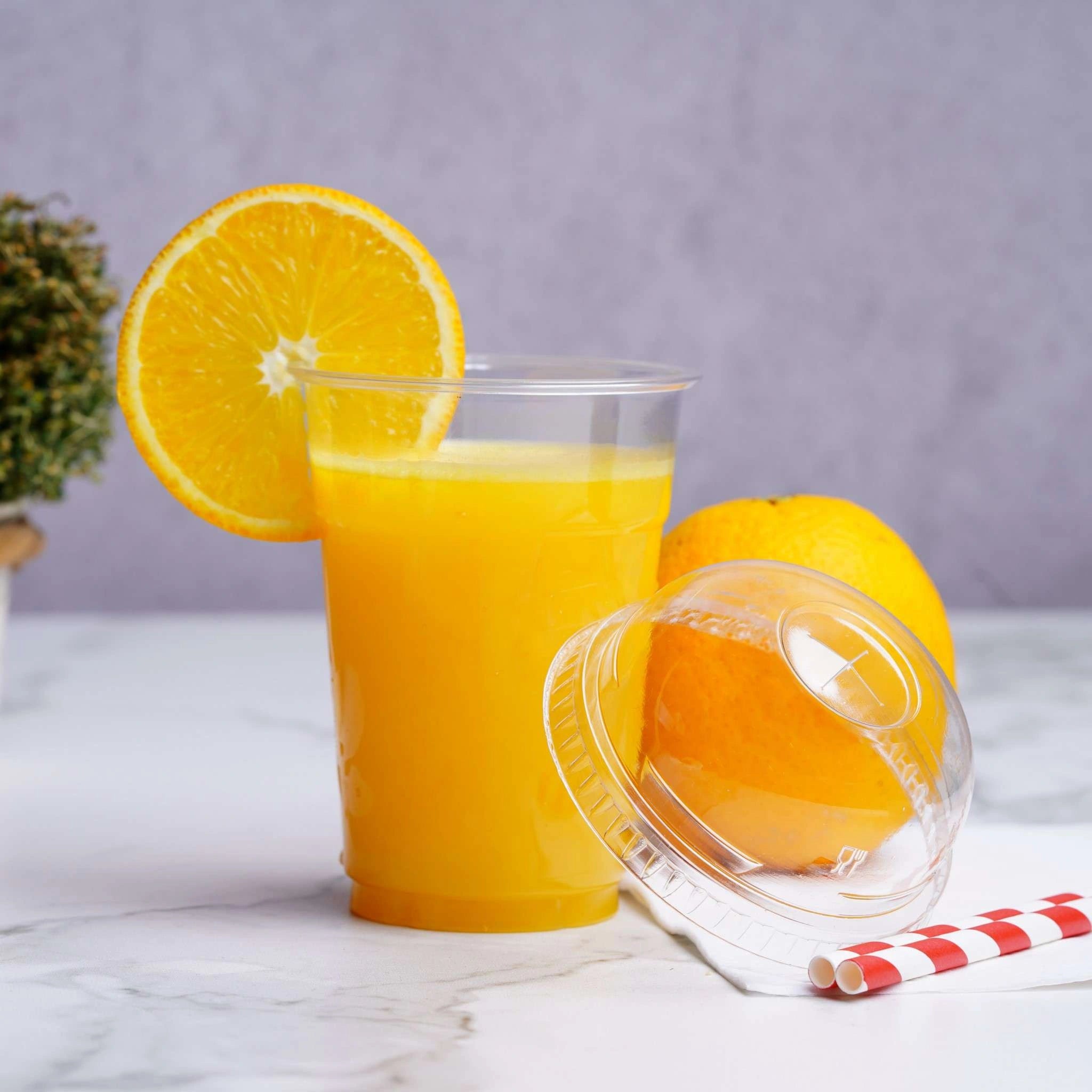 Dome Lid With Hole for PET Juice Cup 4/8/10 Oz  78 mm Diameter - hotpackwebstore.com