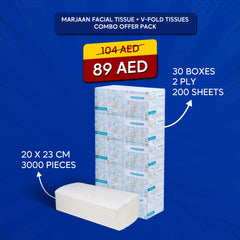 Marjaan Facial Tissue + V-Fold Tissues Combo Offer Pack - hotpackwebstore.com