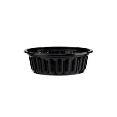 200ml Plastic Ribbed Round Black Container - Hotpack Global