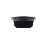Plastic Ribbed Round Black Container with lid - Hotpack Global