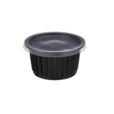 Plastic Ribbed Black Round Container - hotpackwebstore.com
