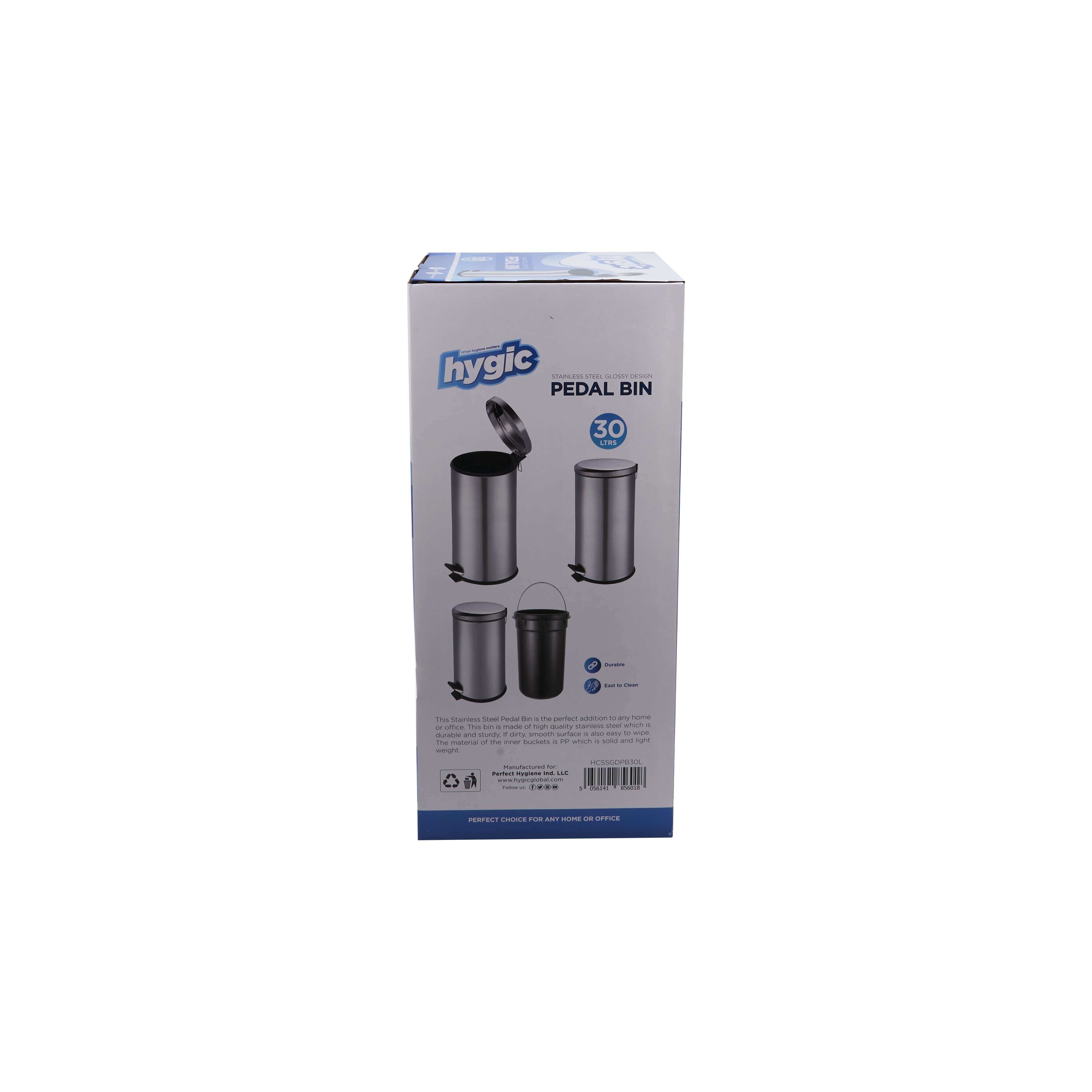 Hygic Stainless Steel Pedal Bin | Dust Bin - hotpackwebstore.com - Pedal Bin