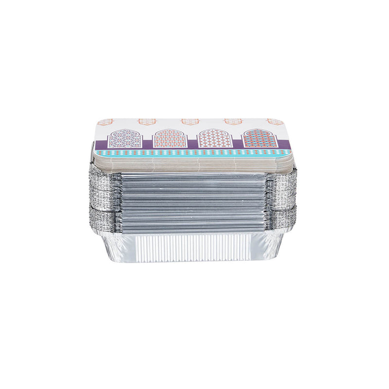 50 Pieces Offer Pack Aluminium Container With Arabic Theme Lid - hotpackwebstore.com