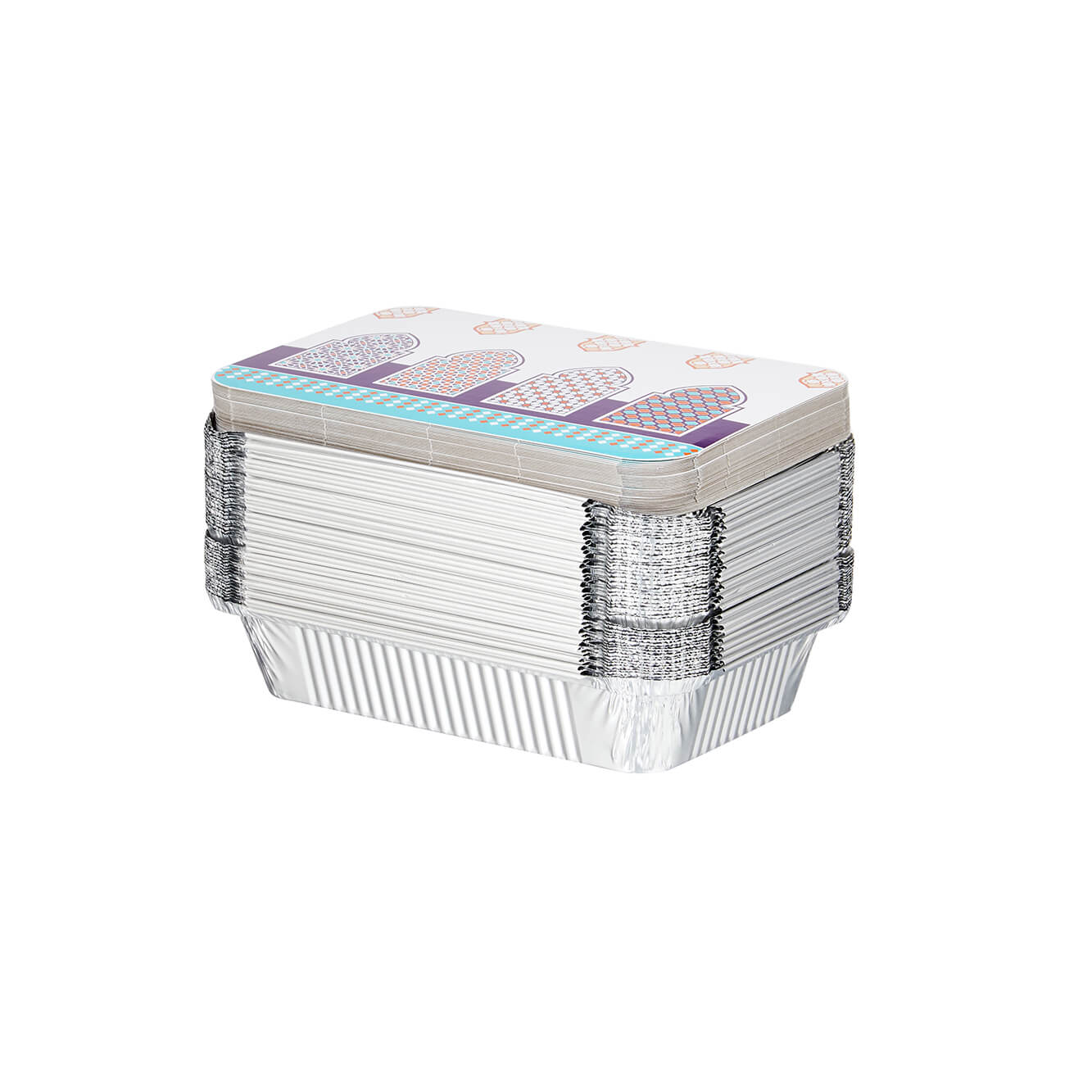50 Pieces Offer Pack Aluminium Container With Arabic Theme Lid - hotpackwebstore.com