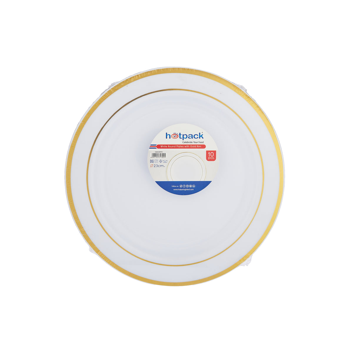 White Round Plate With Gold Rim 10 Pieces