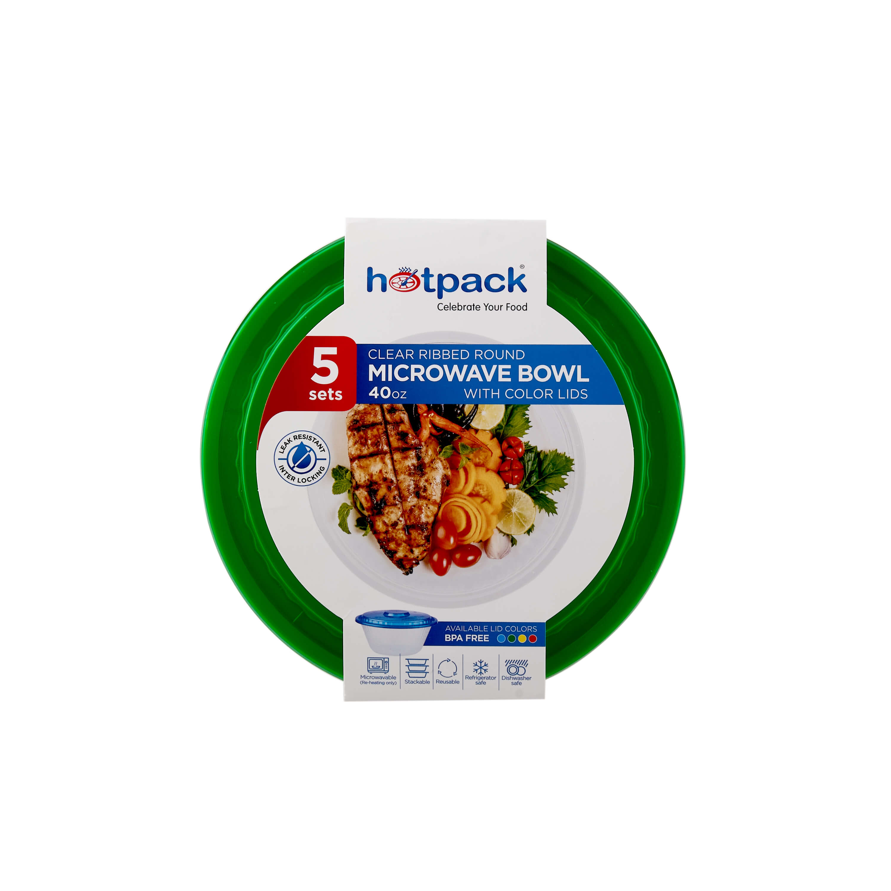 Round Ribbed Microwave Bowl With Color Lid - hotpackwebstore.com - Microwavable Containers