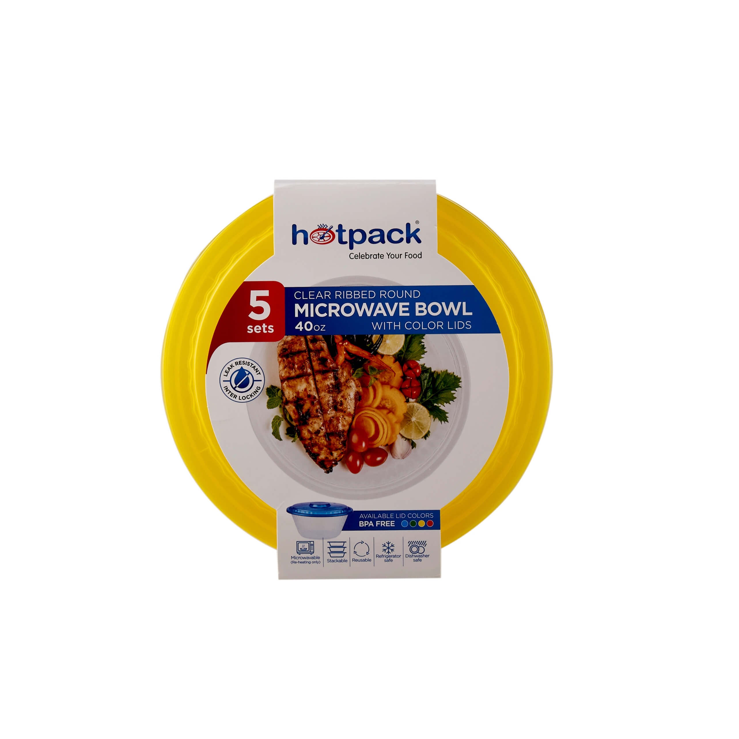 Round Ribbed Microwave Bowl With Color Lid - hotpackwebstore.com - Microwavable Containers