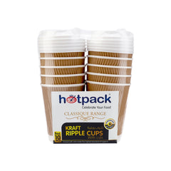 8 Oz Kraft Ripple Paper Cup With Lid 10 Pieces