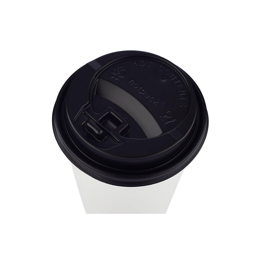Single Wall White Paper Cup With Black Lid
