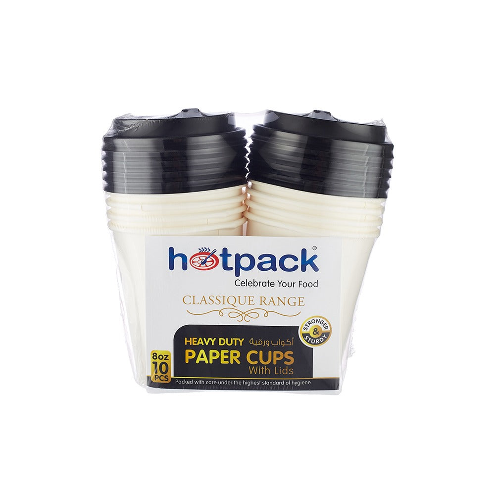 Single Wall White Paper Cup With Black Lid