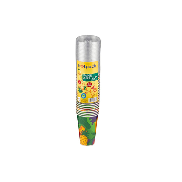 Paper Juice Cup 12 oz With Lid  25 Pieces
