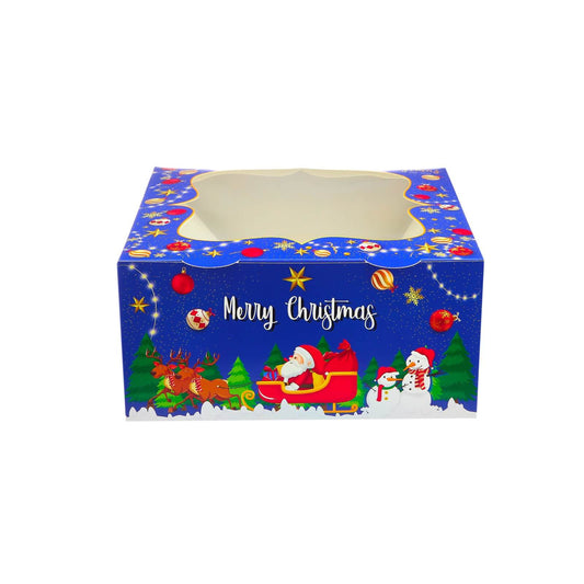 Christmas Cake Box with Window 5 Pieces - hotpackwebstore.com