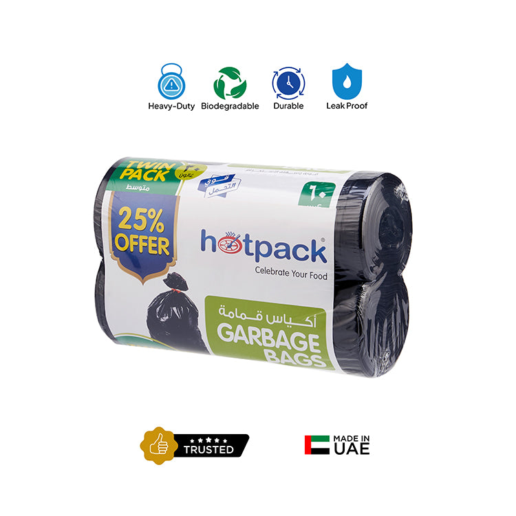 Twin Pack Garbage Roll Black 65x95cm 30 Gallon 25 % off - hotpackwebstore.com