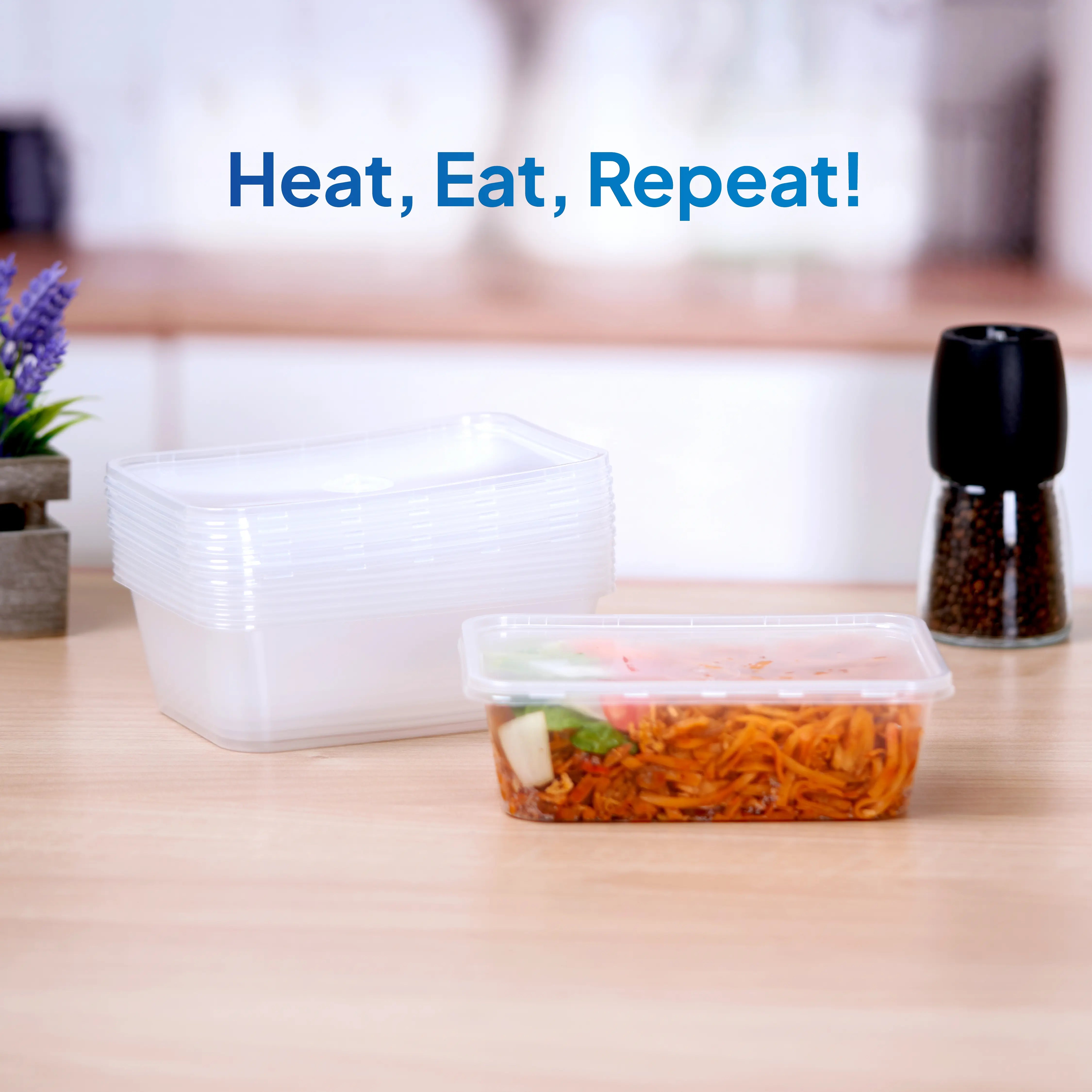 Microwaveable Twin Pack Container 750 ml With Lid 10 Pieces