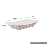 Red and White Paper Boat Tray - hotpackwebstore.com