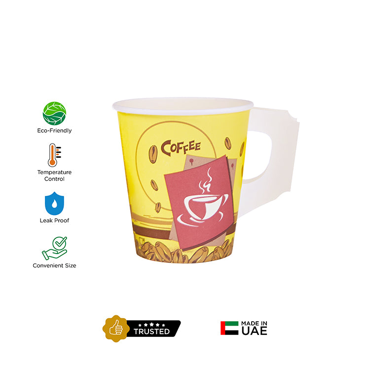 7 Oz Printed Single Wall Paper Cups with Handle – hotpackwebstore.com