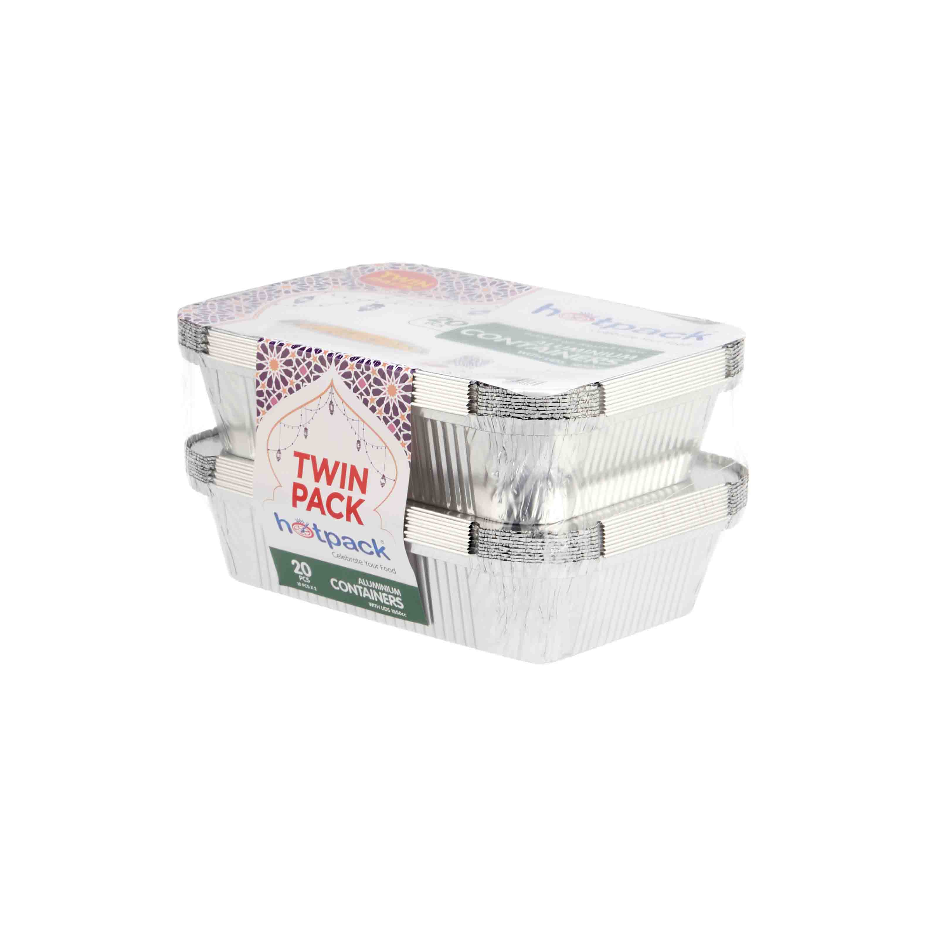 Aluminum Twin Pack Food Storage Container 1850 cc - hotpackwebstore.com