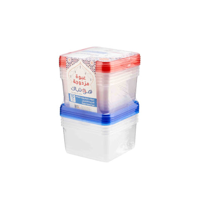 Twin Pack Clear HD Rectangular Microwave Container with Color Lids