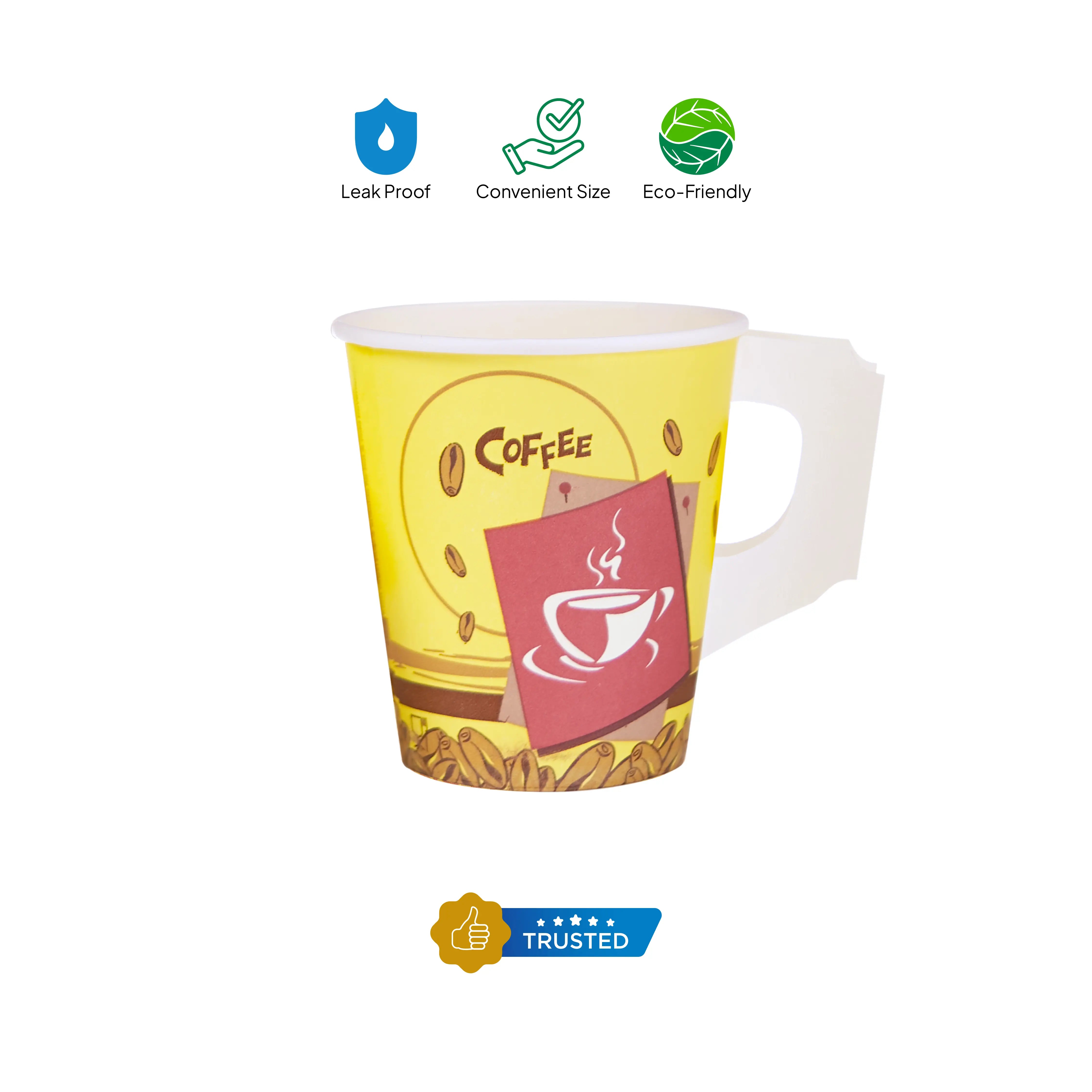 Offer Pack Single Wall Paper Cup With Handle