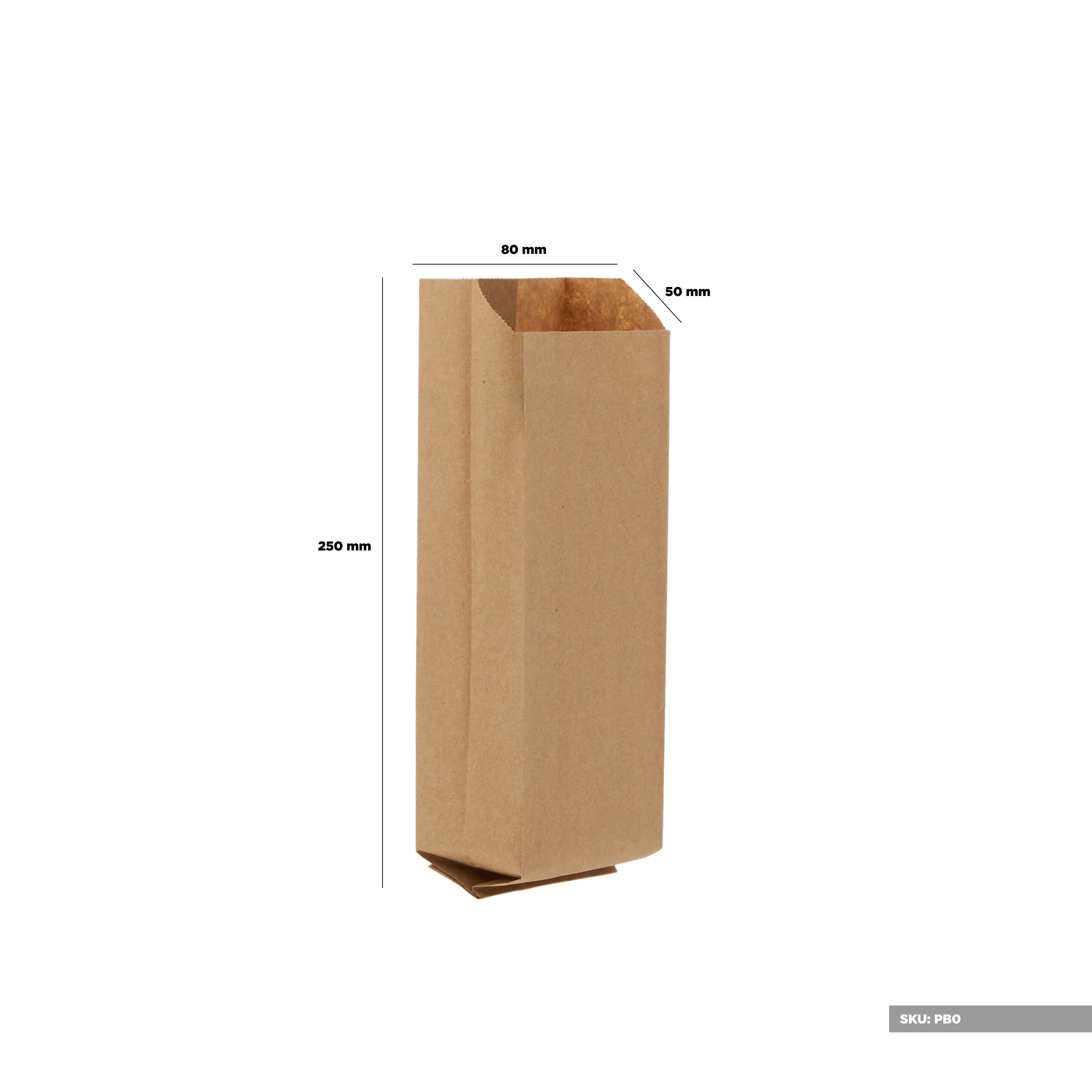 Brown Pinch or Flat Bottom Kraft Paper Bags 80x50x250 mm - Hotpack Global