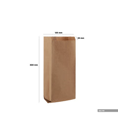 120x55x300 mm Brown Pinch or Flat Bottom Kraft Paper Bags - Hotpack Global
