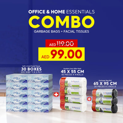 Office & Home Essentials Combo with FREE Delivery – Facial Tissues + Garbage Bags | Super Saver Pack