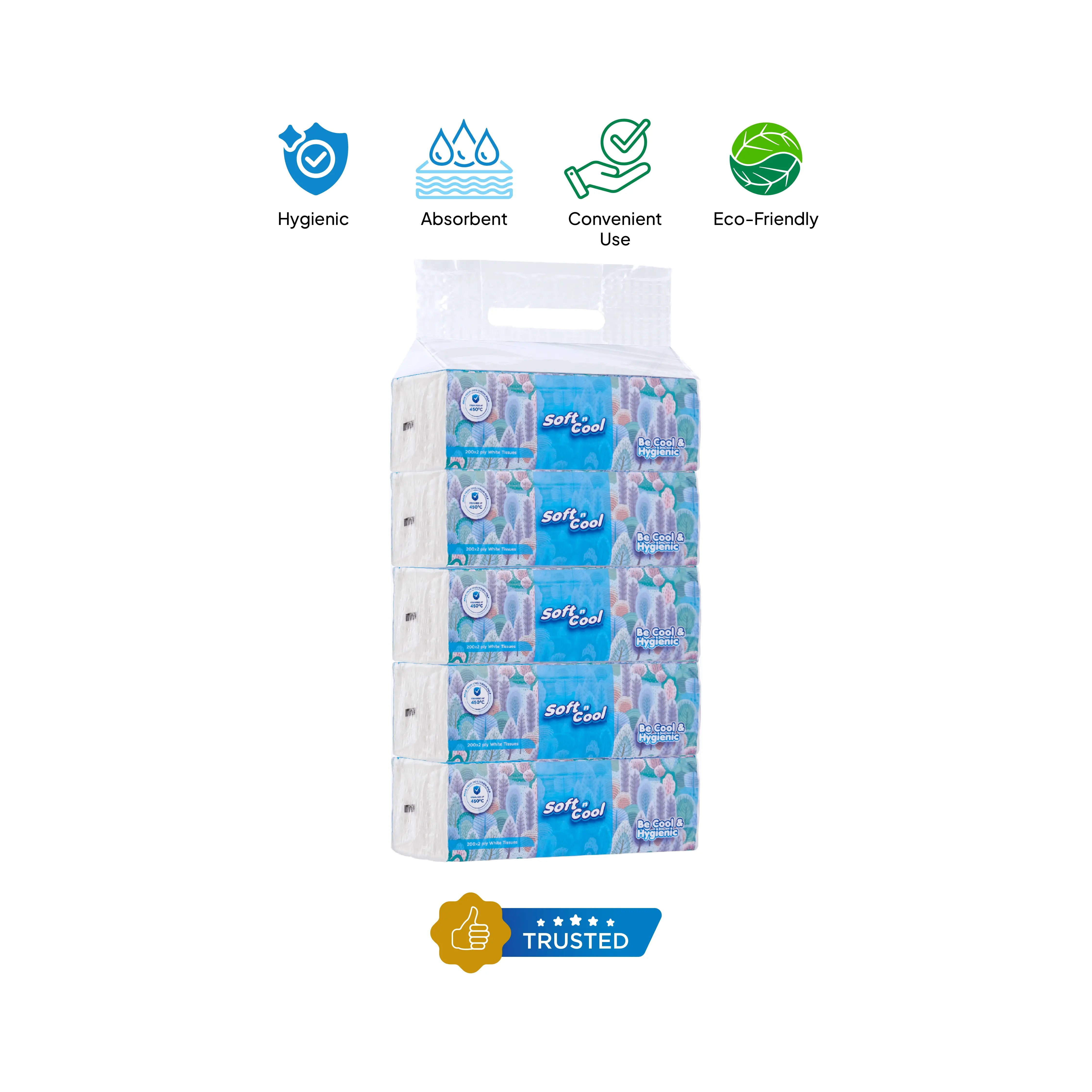 Soft n Cool Facial Tissue Nylon Pack 200 Sheets x 2 ply