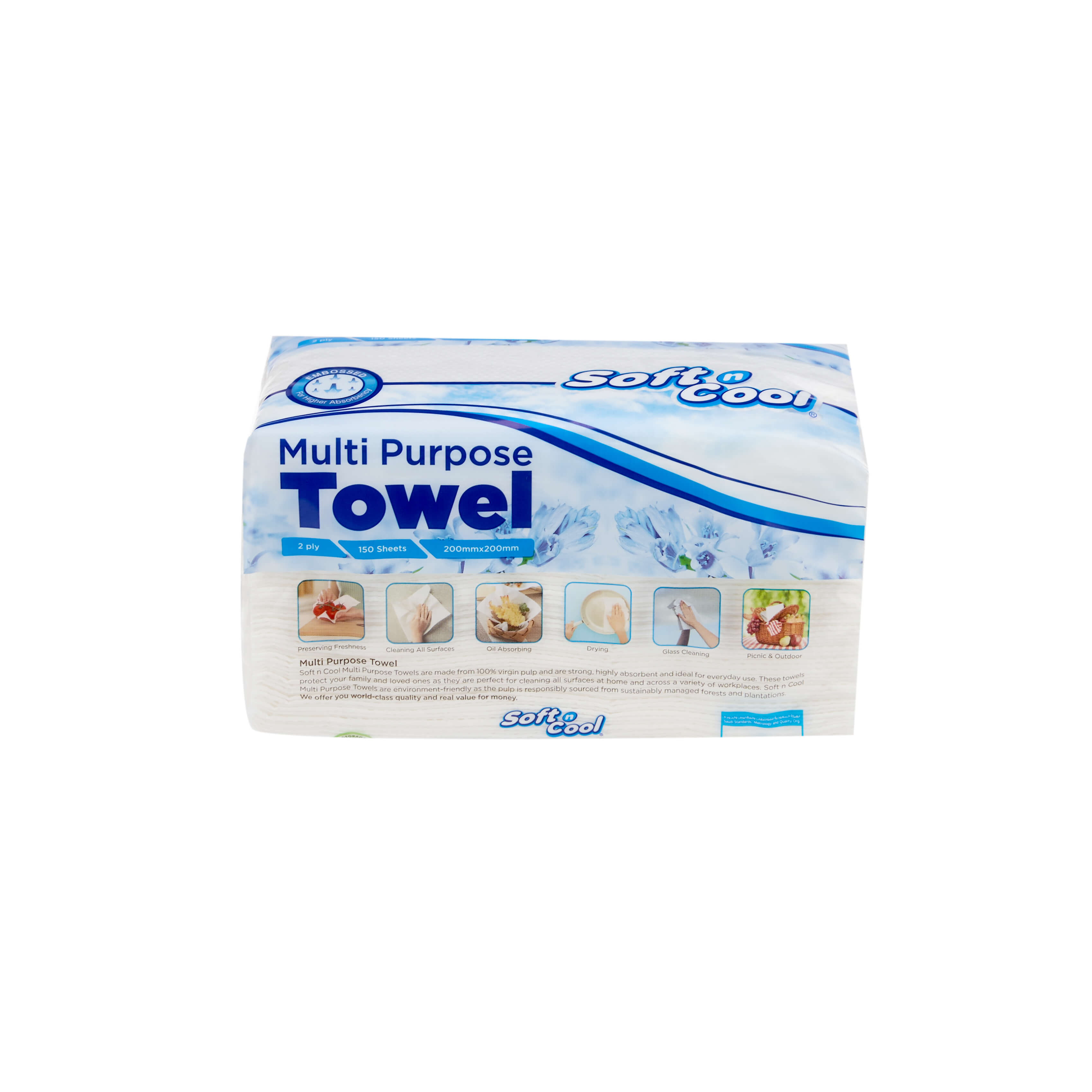 Soft n Cool Multi Purpose Towel 150 Sheets x 2 ply - hotpackwebstore.com