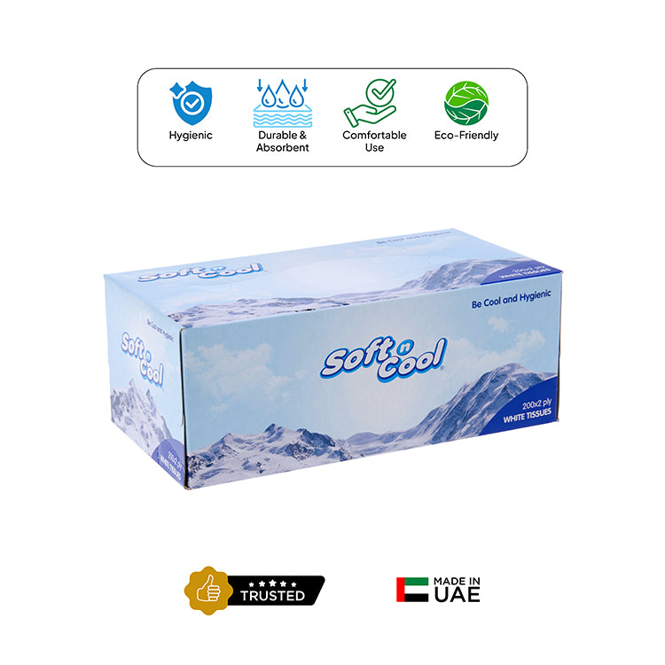 Soft n Cool Facial Tissue 200 Sheets x 2 Ply 5 Boxes + 150 sheets x 2 Ply 1 Box - hotpackwebstore.com