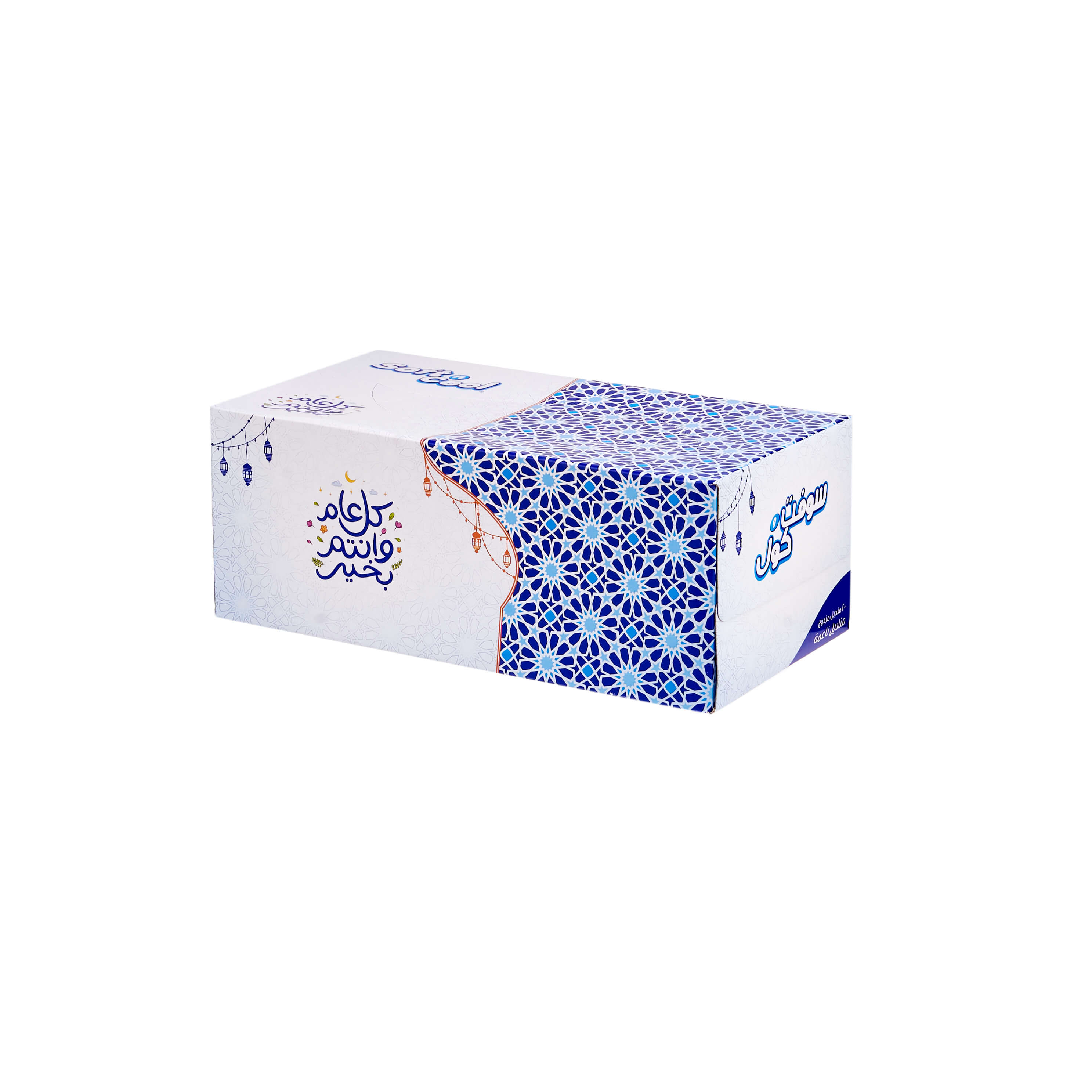 30 Boxes Soft n Cool Arabic Theme  Facial Tissue 200 Sheets x 2Ply