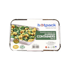 Aluminium Containers with Lid 83190 ( 1900 CC ) 315 mm Length x 215 mm Width x 38 mm Height 10 Pieces - hotpackwebstore.com - Aluminium Containers