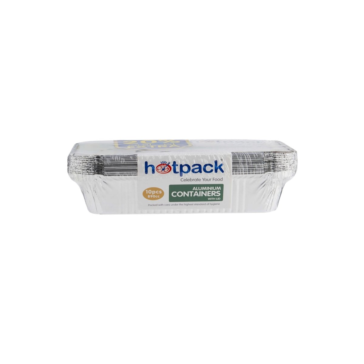 Aluminum Food Storage Container Silver With Lid (890 cc) 10 Pieces 20 % Extra - hotpackwebstore.com - Aluminium Containers