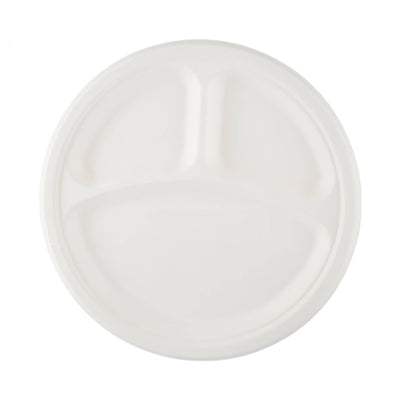 Bio - Degradable 3 - Compartment Plate 10 Inch 500 Pieces - hotpackwebstore.com - Bio - Degradable Plates