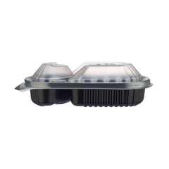 Black Base Rectangular 2 - Compartment Container 250 Pieces - hotpackwebstore.com - Black Base Containers