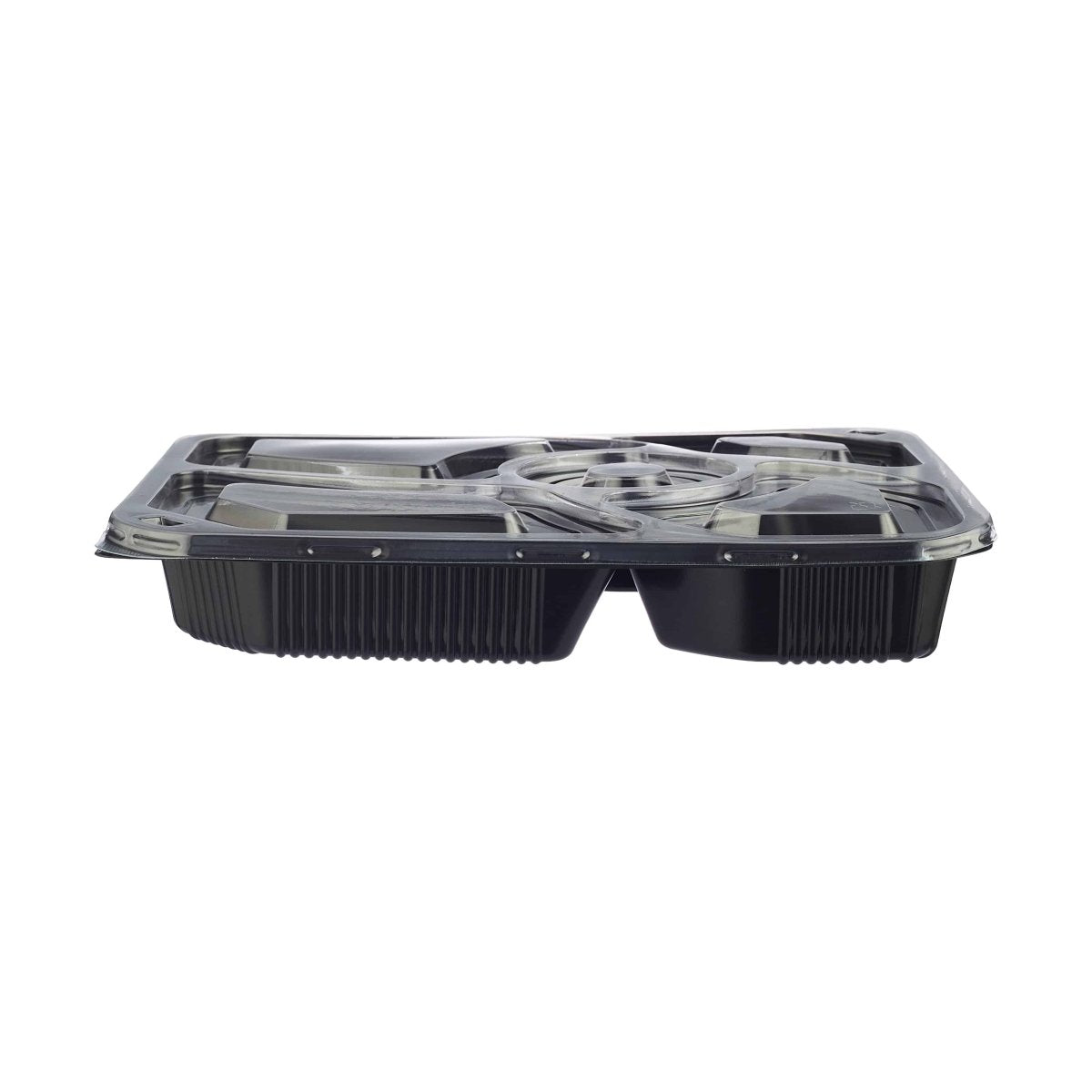 Black Base Rectangular 5 - Compartment Container 200 Pieces - hotpackwebstore.com - Black Base Containers