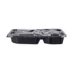 Black Base Rectangular 5 - Compartment Container 200 Pieces - hotpackwebstore.com - Black Base Containers