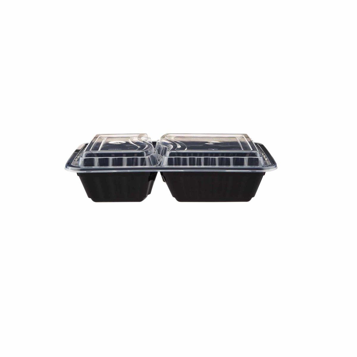 Black Base Rectangular Container 2 Compartments 300 Pieces - hotpackwebstore.com - Black Base Containers