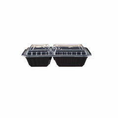 Black Base Rectangular Container 2 Compartments 300 Pieces - hotpackwebstore.com - Black Base Containers