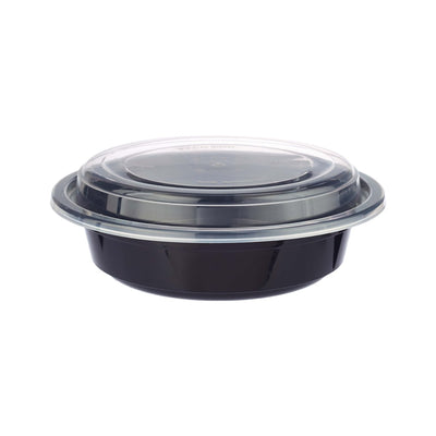 Black Base Round Microwavable Container with Lid - hotpackwebstore.com - Black Base Containers