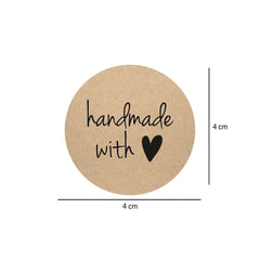 Brown Handmade with love Sticker Roll 250 Pieces - hotpackwebstore.com - Stickers