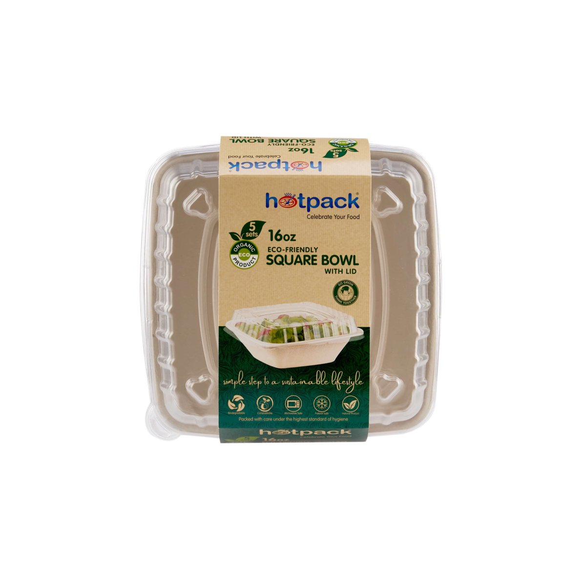 Eco - Friendly Square Container With Lid - hotpackwebstore.com - Bio - Degradable Bowls