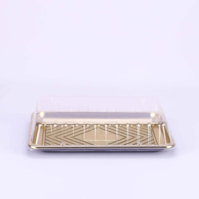 Gold Base Rectangle Cake Container With Lid - hotpackwebstore.com - Cake Containers
