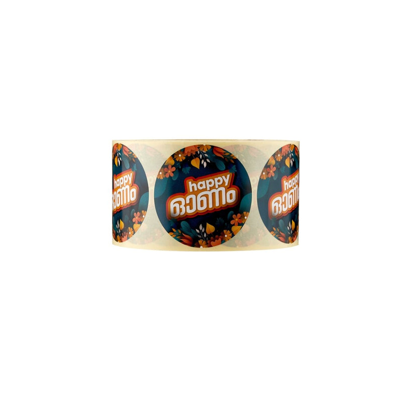 Happy Onam Sticker Roll 50 mm 250 Pieces Per Roll - hotpackwebstore.com - Stickers