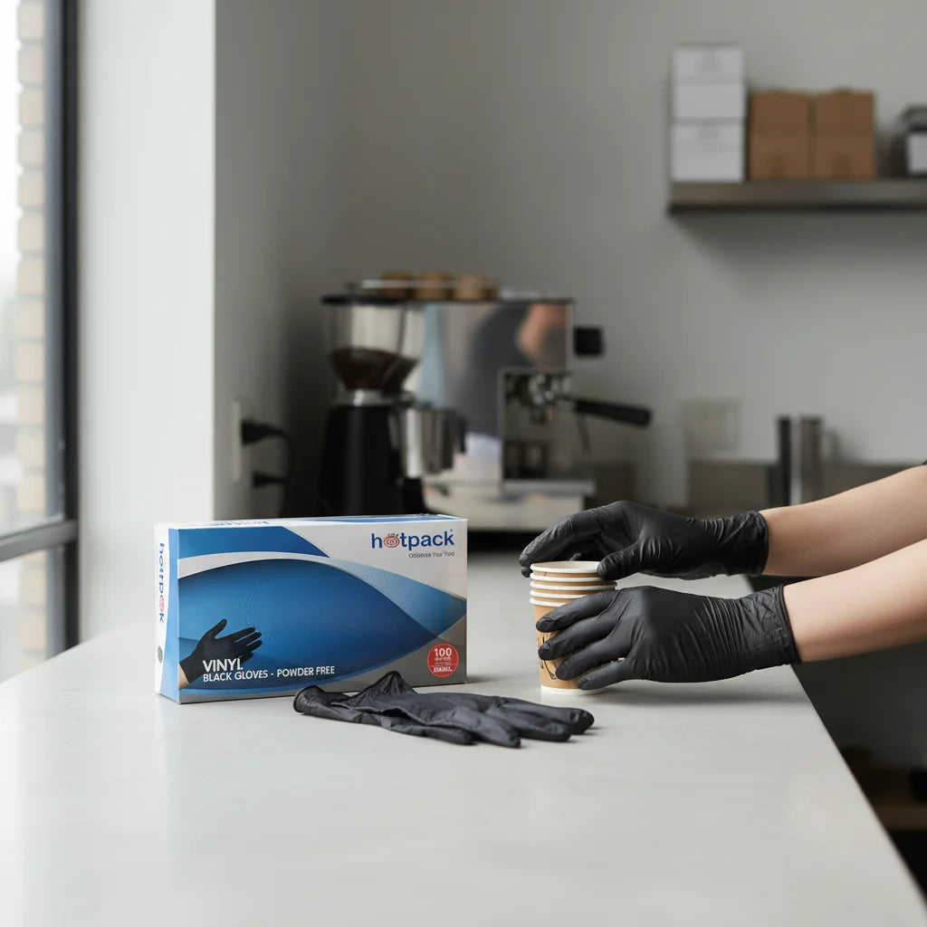 Black Powder Free Vinyl Gloves - hotpackwebstore.com