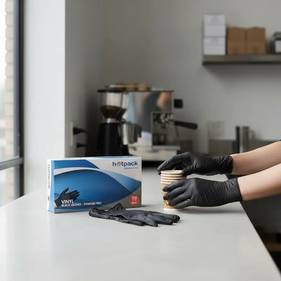 Black Powder Free Vinyl Gloves - hotpackwebstore.com