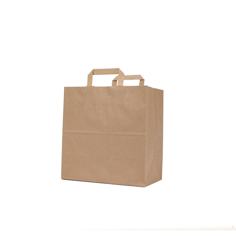 Kraft Brown Paper Bag Flat Handle 29x15x29 cm - hotpackwebstore.com - Flat Handle Paper Bags
