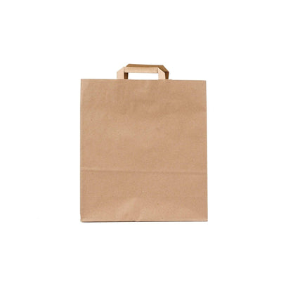Kraft Brown Paper Bag Flat Handle 32x12x35 cm - hotpackwebstore.com - Flat Handle Paper Bags